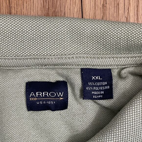 Arrow Men Polo Shirt XXL Green Plaid Short Sleeve Collar Casual Pullover Buttons - Picture 4 of 10